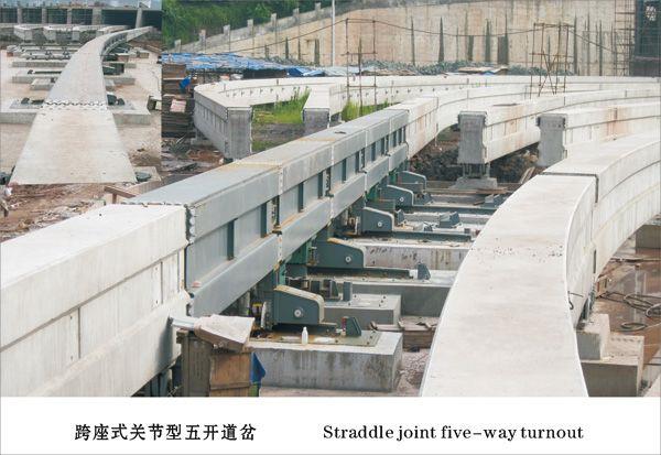 跨坐式關節型五開道岔